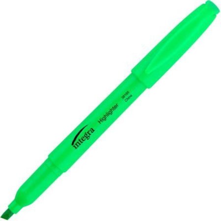 INTEGRA Integra„¢ Pen Style Highlighter, Chisel Tip, Fluorescent Green Ink, Dozen 36185